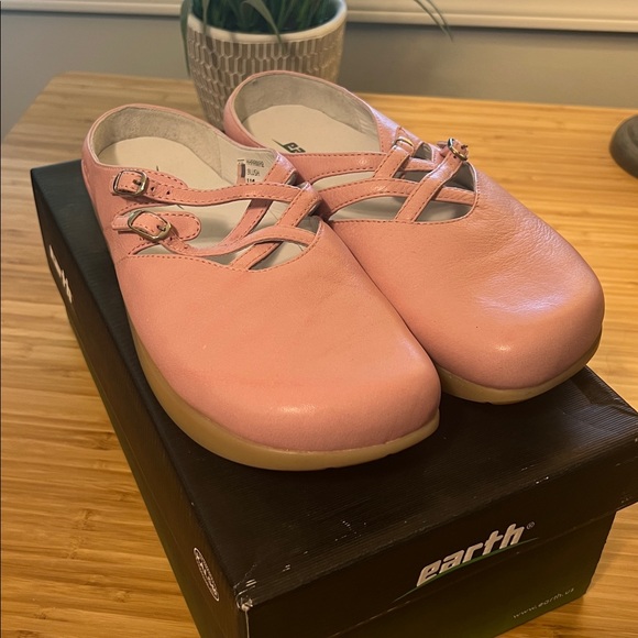 Earth Blush Double Strap Leather Shoes Slippers Size 11 - Picture 1 of 9